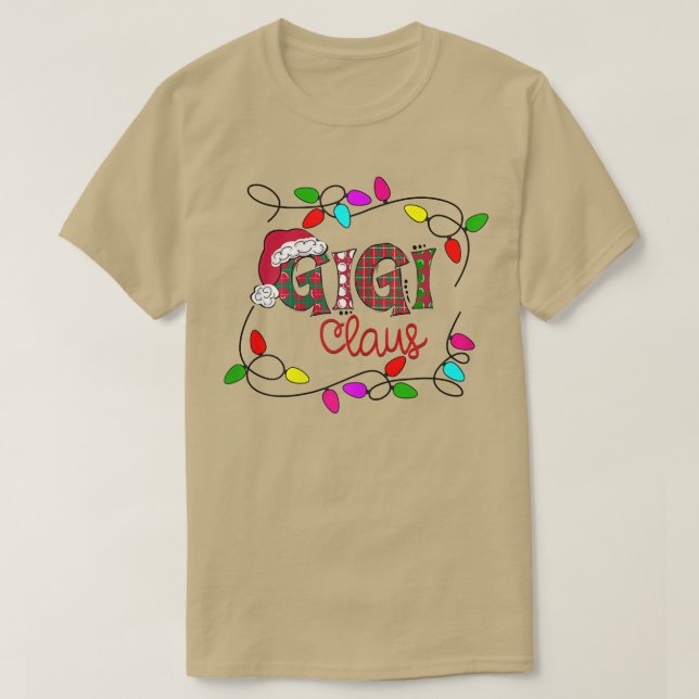 Camiseta Mulheres personalizadas Gigi Natal Claus Xmas Ligh (Frente do Design)
