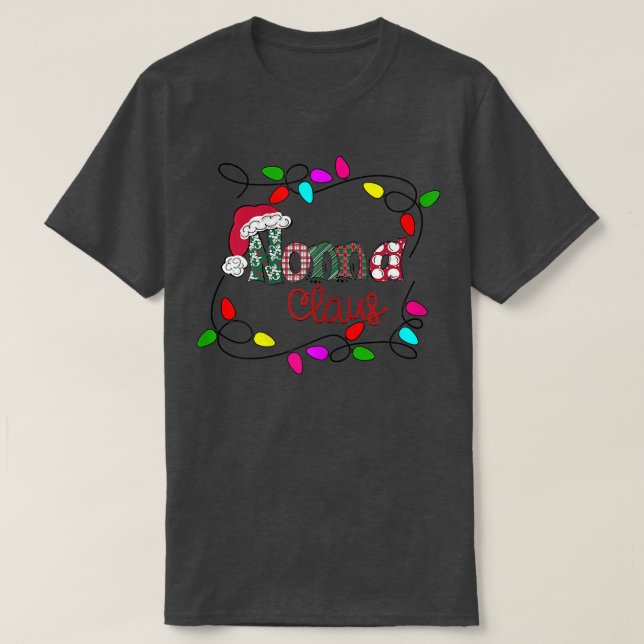 Camiseta Mulheres Personalizadas Natal Nonna Claus Xmas Lig (Frente do Design)
