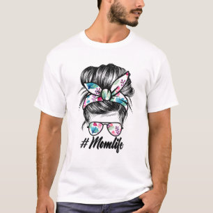 Camiseta Mulheres Ph Cute Floral Mensagem Bun Mãe Mães Vi