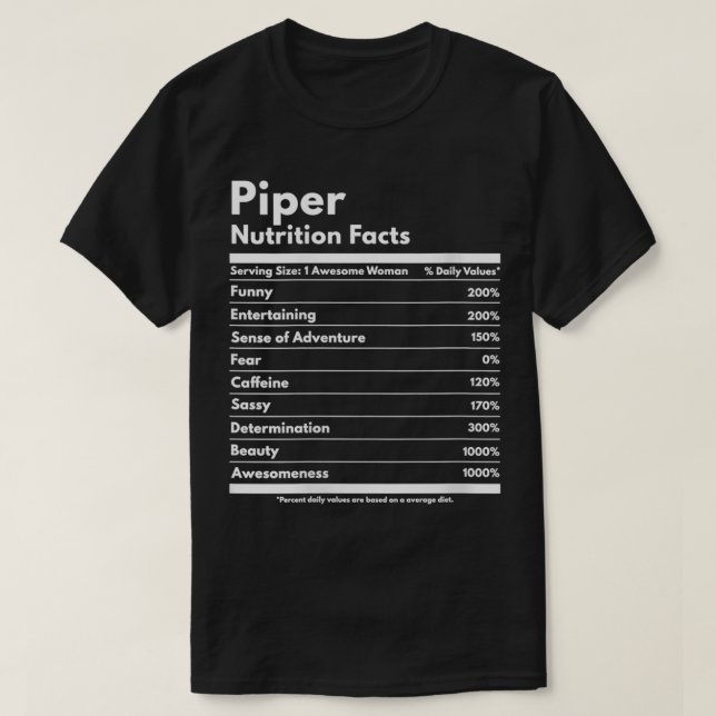 Camiseta Mulheres Piper Fatos De Nutrição Dão Engraçada Per (Frente do Design)