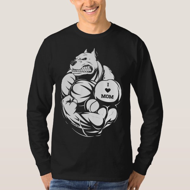 Camiseta Mulheres Pitam Cachorro Tatuagem Eu Amo Mamãe (Frente)