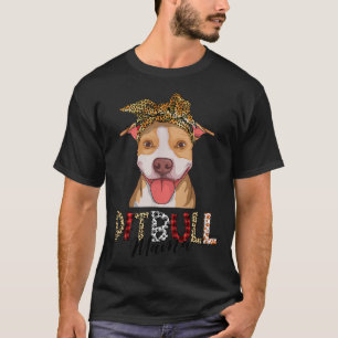 Camiseta Mulheres Pittie Mama Pitbull Engraçada Mães Leopar