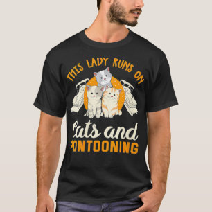 Camiseta Mulheres Pontoon Engraçado Gato Barco do Ventilado