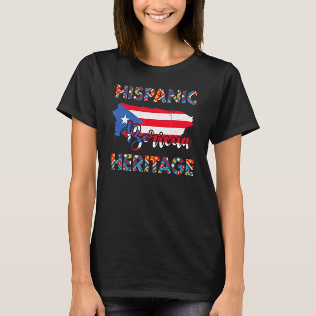 Camiseta Mulheres porto-riquenhas Bandeira Herança Hispânic (Frente)