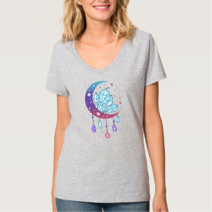 Camiseta Mulheres Presente místico de meio-lua cristal para