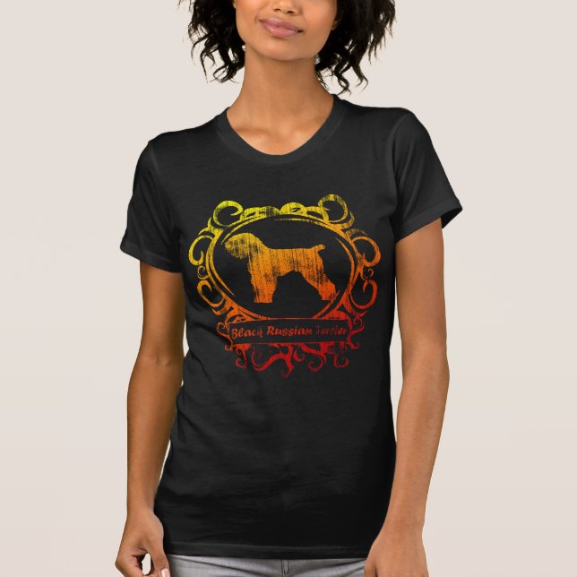 Camiseta Mulheres pretas resistidas elegantes de Terrier do (Frente)