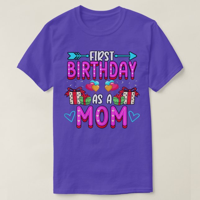 Camiseta Mulheres Primeiro Aniversário Como Mãe Maternidade (Frente do Design)