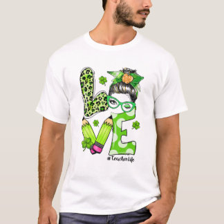Camiseta Mulheres Professoras Vida Mensageira Bun Shamrocks