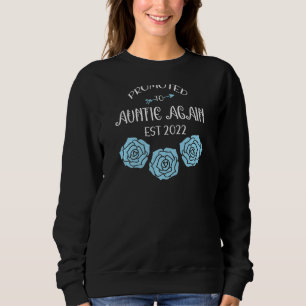 Camiseta Mulheres Promovidas À Tia 2022 Mamãe Flores Azul B