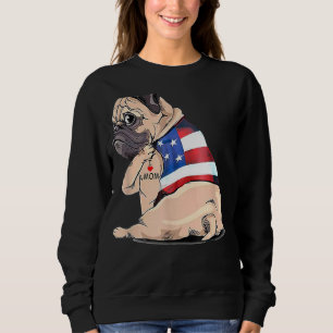 Camiseta Mulheres Pug Dog Tatto Eu Amo Mamãe