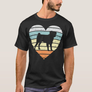 Camiseta Mulheres Pug Heart Sunset Retro Animal Pet Dog Lov