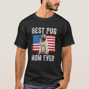Camiseta Mulheres Pug Mãe Americana Cristo Proprietário de 