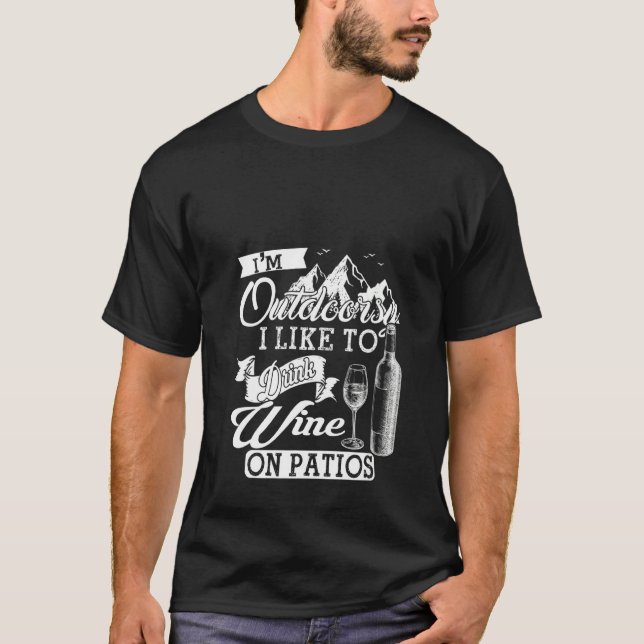 Camiseta Mulheres que estou à porta Eu gosto de beber vinho (Frente)