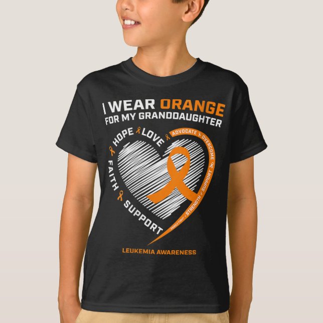 Camiseta Mulheres Que Visto Laranja Para Minha Neta Leucemi (Frente)