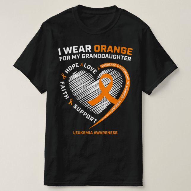 Camiseta Mulheres Que Visto Laranja Para Minha Neta Leucemi (Frente do Design)