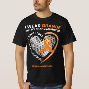 Camiseta Mulheres Que Visto Laranja Para Minha Neta Leucemi