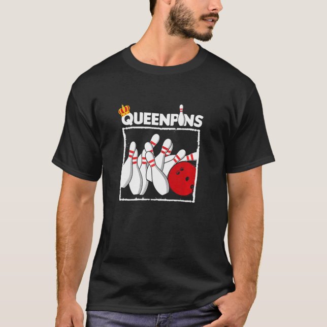 Camiseta Mulheres Queenpins Boliche Bowler Bola de boliche  (Frente)