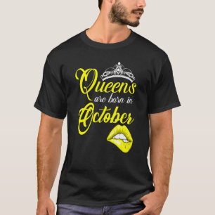 Camiseta Mulheres Queens São Nasceres Em Outubro Zodiac Sco