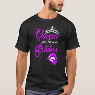 Camiseta Mulheres Queens São Nasceres Em Outubro Zodiac Sco