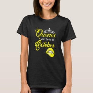 Camiseta Mulheres Queens São Nasceres Em Outubro Zodiac Sco