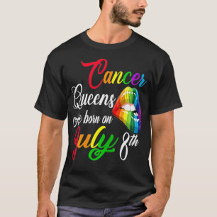 Camiseta Mulheres Rainbow Queens São Nasceres No Cancer De