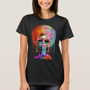 Camiseta Mulheres Rainha Negra Afro Melanin Derrubando Junt