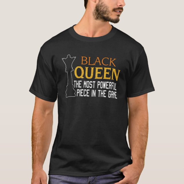 Camiseta Mulheres Rainha Negra Mais Poderosa Ame Xadrez Afr (Frente)