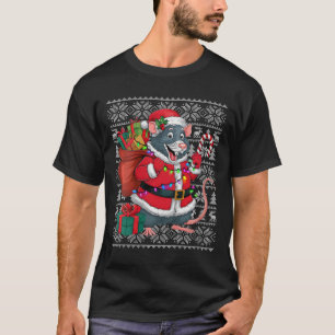 Camiseta Mulheres Rat Xmas Estilo de Sweet Papais noeis Rat