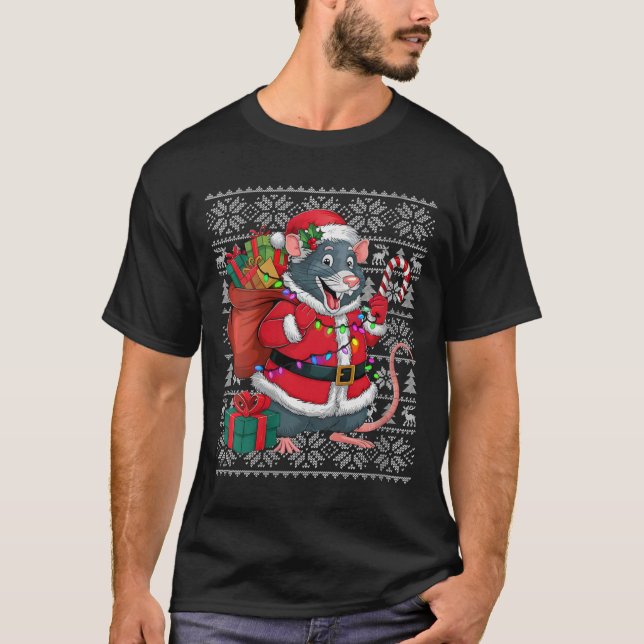 Camiseta Mulheres Rat Xmas Estilo de Sweet Papais noeis Rat (Frente)