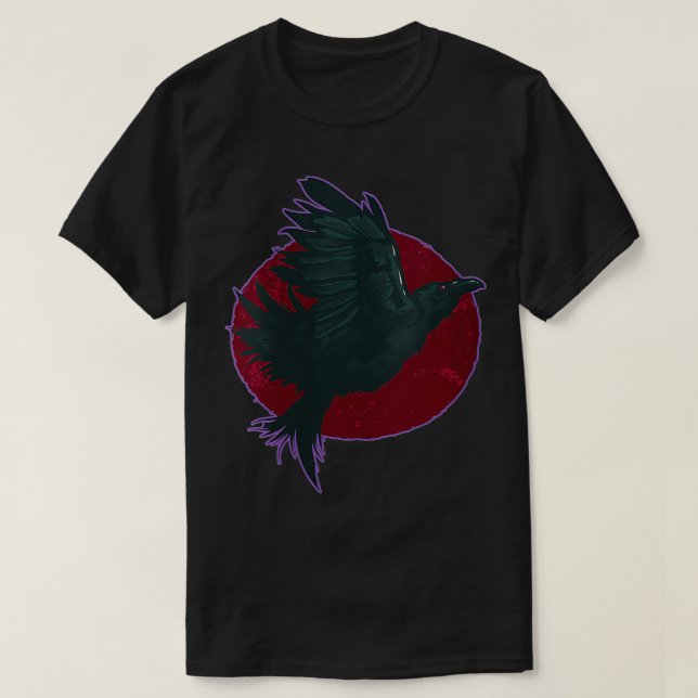 Camiseta Mulheres Raven E Lua Negra Gótica VNec (Frente do Design)