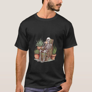 Camiseta Mulheres Relaxando Esqueleto Espetam Café em Cadei