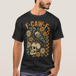 Camiseta Mulheres Retro Coroa Preta F-caw-f Pássaro Preto F