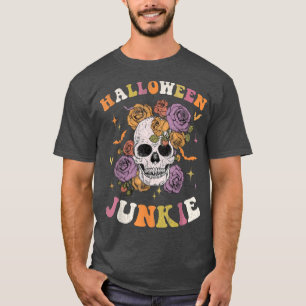 Camiseta Mulheres Retro Groovy Spooky Hippy Halloween Flora