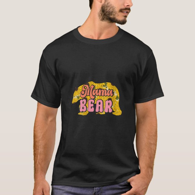 Camiseta Mulheres Retro Mamãe Ursa Flor Mãe Dia V (Frente)