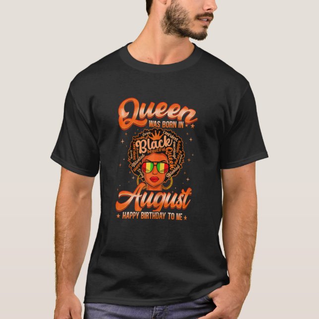 Camiseta Mulheres Retro Queen Foi Nascer Em Agosto, Anivers (Frente)