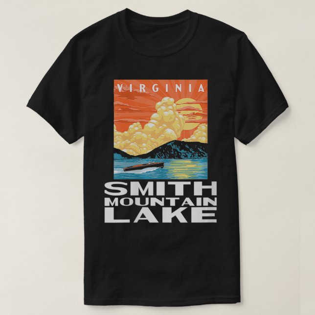 Camiseta Mulheres Retro Smith Mountain Lake Virginia WPA St (Frente do Design)
