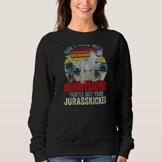 Camiseta Mulheres Retro Vintage Mommysaurus Dinosaur Rex Mo (Frente)