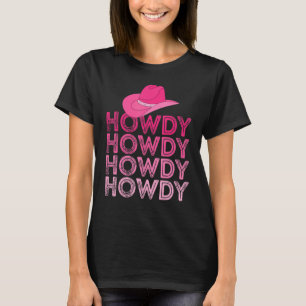 Camiseta Mulheres Rosa Howdy Cow Girl Ocidental País Sulist