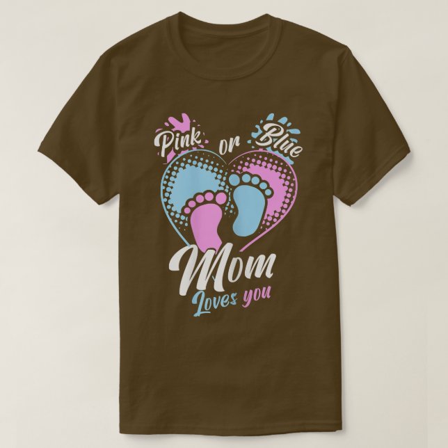 Camiseta Mulheres Rosa Ou Azul Mamãe Te Ama Rever Sexo Pa (Frente do Design)