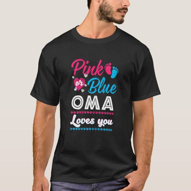 Camiseta Mulheres Rosa Ou Azul Oma Te Ama Sexo Reveal Ba (Frente)