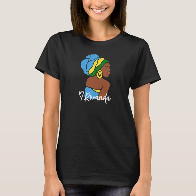 Camiseta Mulheres Ruanda Ruanda Bandeira Patrimônio Étnico  (Frente)