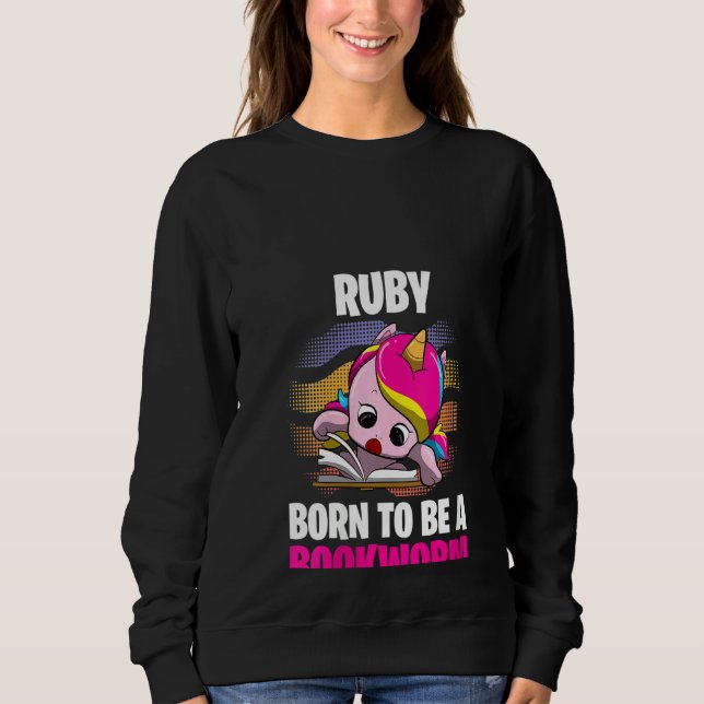 Camiseta Mulheres Ruby Nascer Para Ser Um Bookworm Personal (Frente)