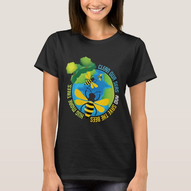 Camiseta Mulheres Salvem Abelhas - Proteção Ambiental (Frente)