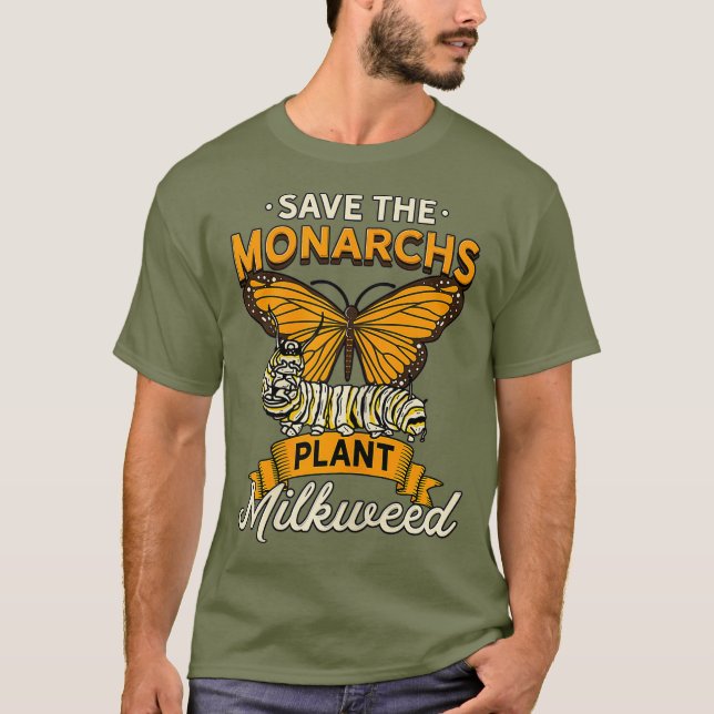 Camiseta Mulheres Salvem Os Monarcas Plantam Milkweed Engra (Frente)