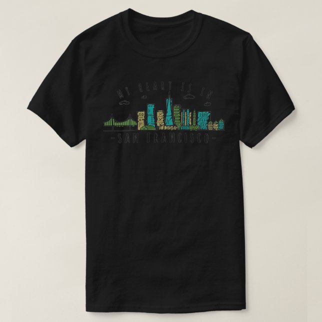 Camiseta Mulheres São Francisco Skyline Califórnia Meu Cora (Frente do Design)