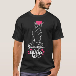 Camiseta Mulheres Saranghae Oppa - Sinal Coração Coreano KP