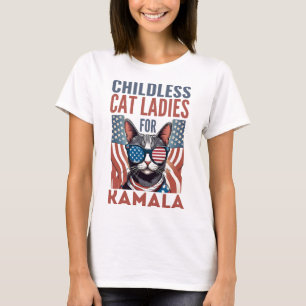 Camiseta Mulheres sem filhos e com gatos para Kamala 2024