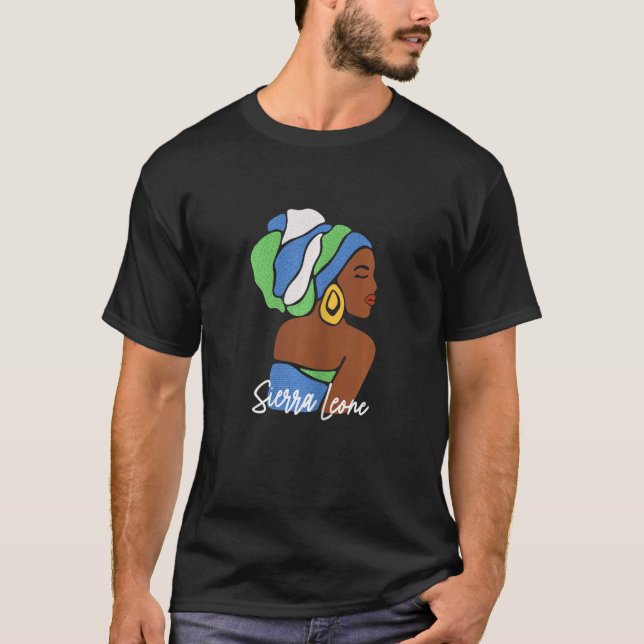 Camiseta Mulheres Serra Leoa Bandeira África Mapa Étnico He (Frente)