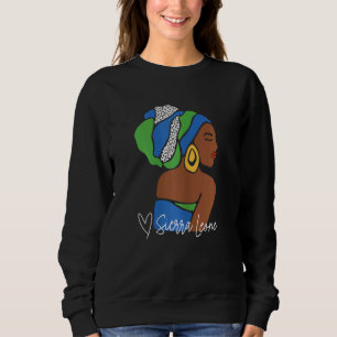 Camiseta Mulheres Serra Leoa Bandeira África Mapa Étnico He