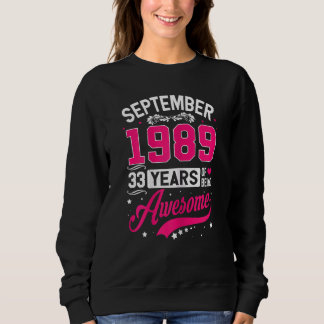 Camiseta Mulheres Setembro 1989 33 Aniversário Roupa 33 Ano